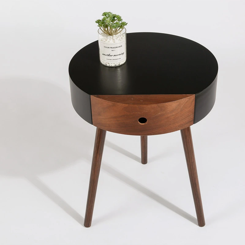 Nordic Style Round Bedroom Bedside Table Living Room with Drawers Coffee Desk Home Furniture INS Balcony Recreational Tea Table