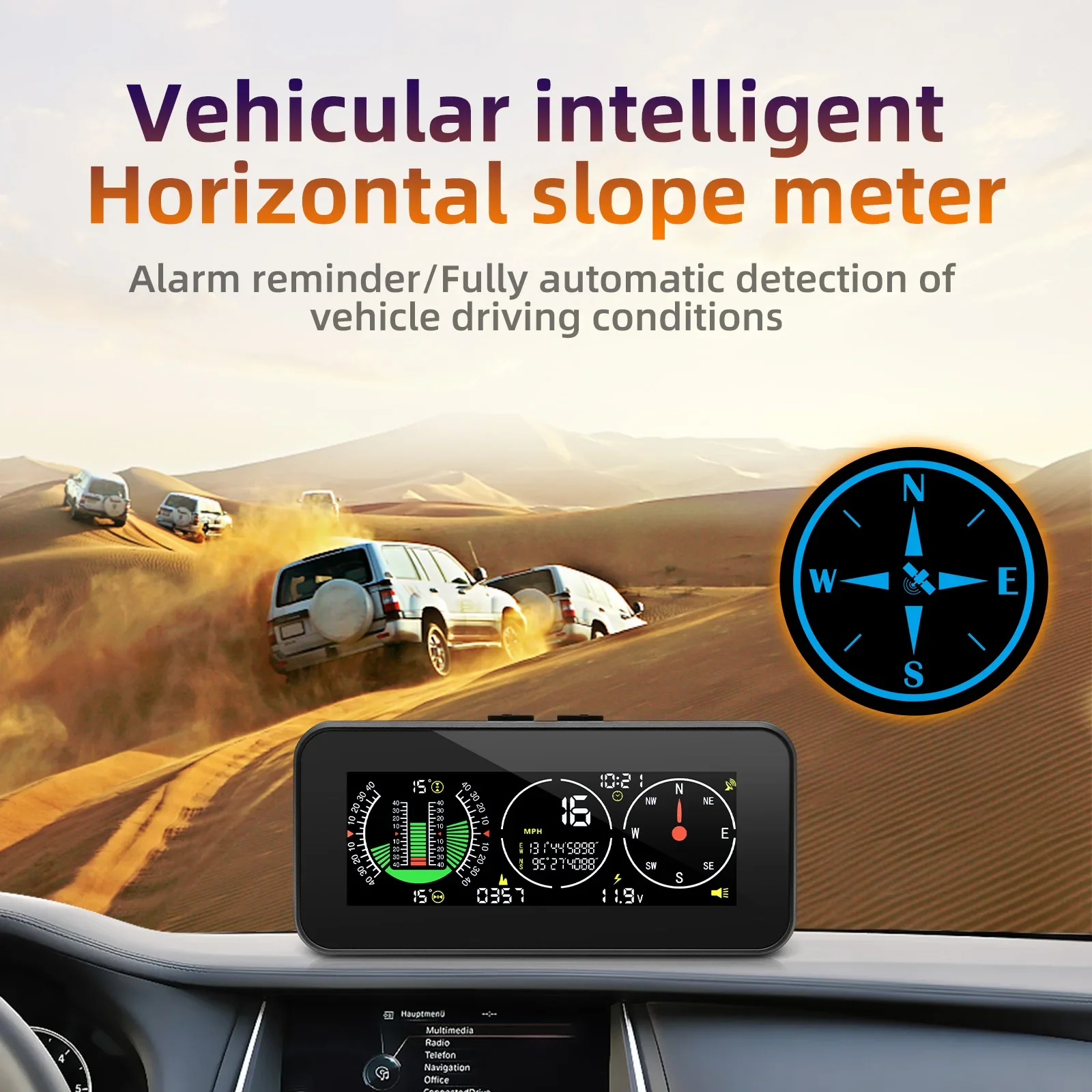 Car Compass Inclinometer GPS Speedometer Off Road Accessories HUD Head Up Display Overspeed Alarm M60 head up display,off road inclinometer