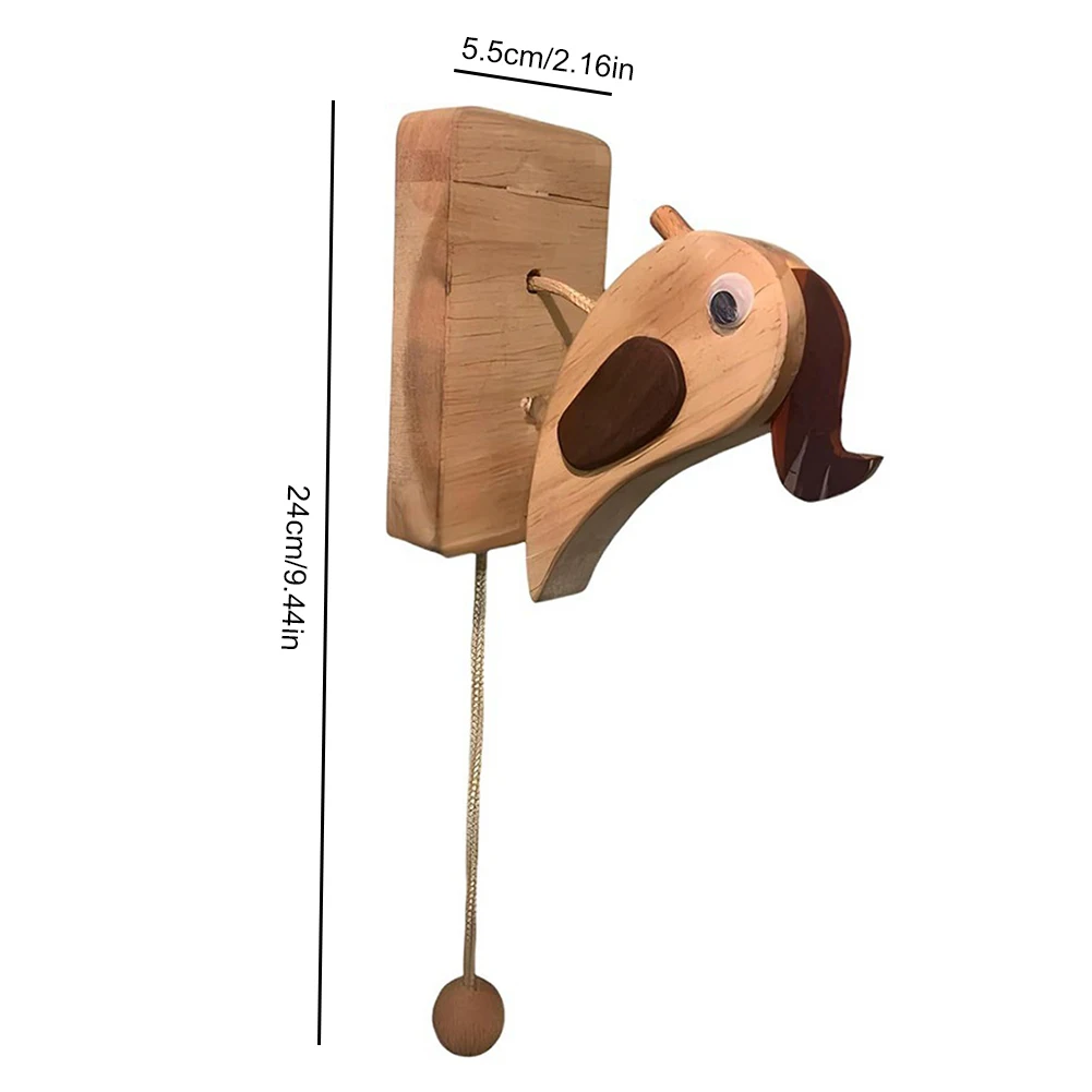 Wooden Woodpecker Doorbell with Pull Rope Manual Woodpecker Knocker Creative Vintage Bird Shape Doorbell DIY Artistic Home Decor