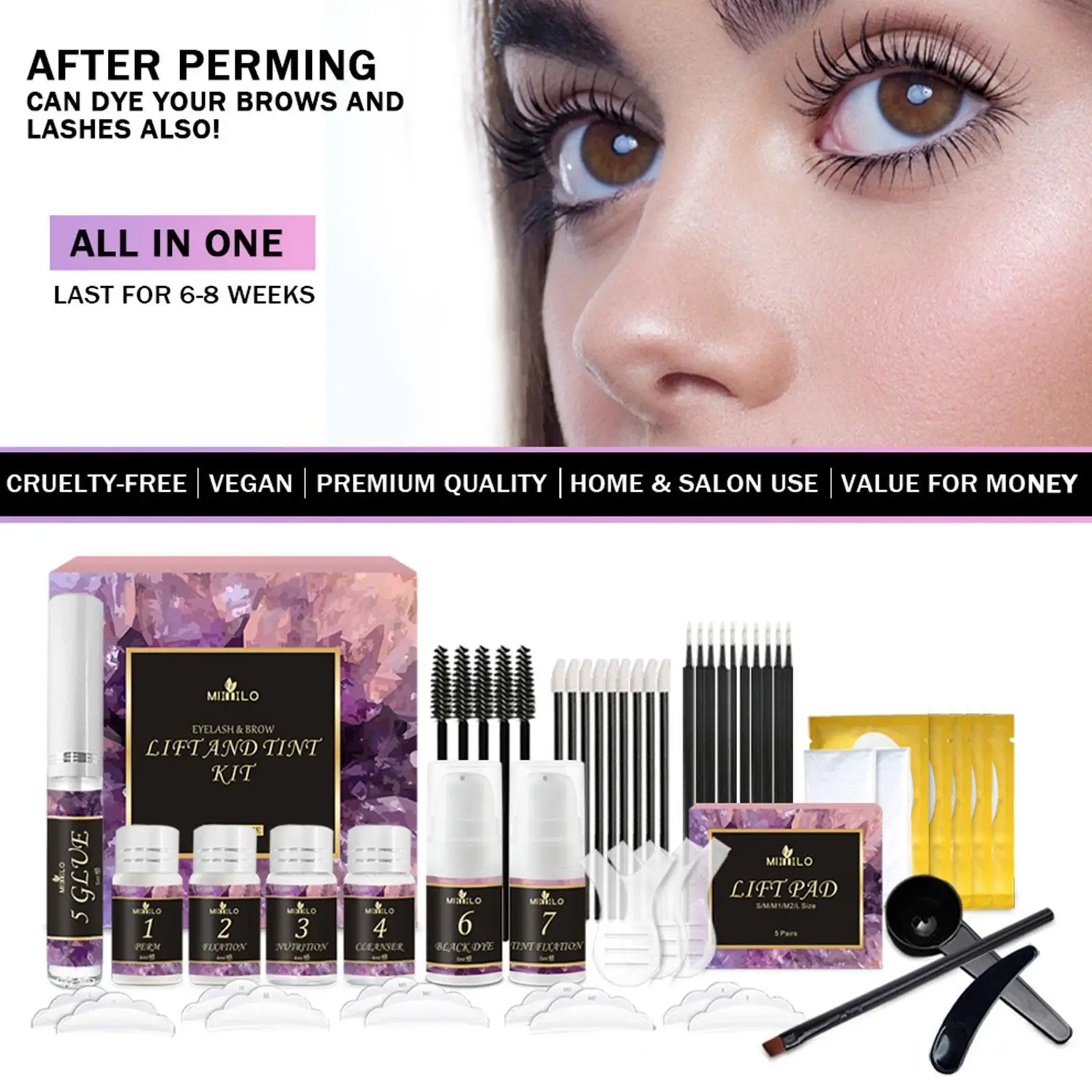 

Lashes Lifting Kit Lifiting Lash Curling Eyelash Perm Kit Eye Makeup Eyelash Eyebrow Dye Tint Combination Eyelash Enhancer