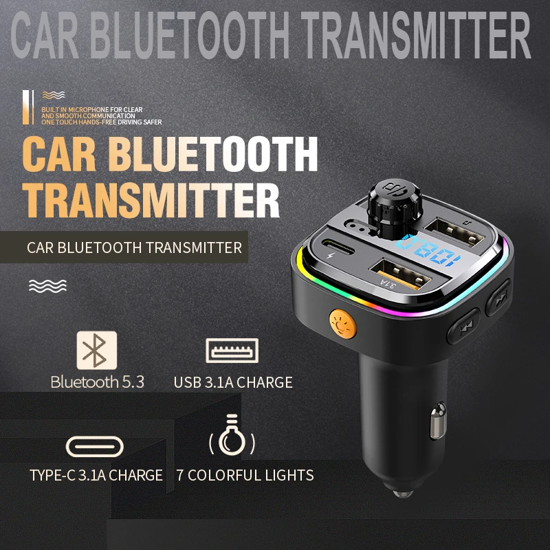 Car Charger Bluetooth 5.0 FM Transmitter Handsfree Car Radio Modulator MP3 Player USB Super Quick Charge Adapte Accessories