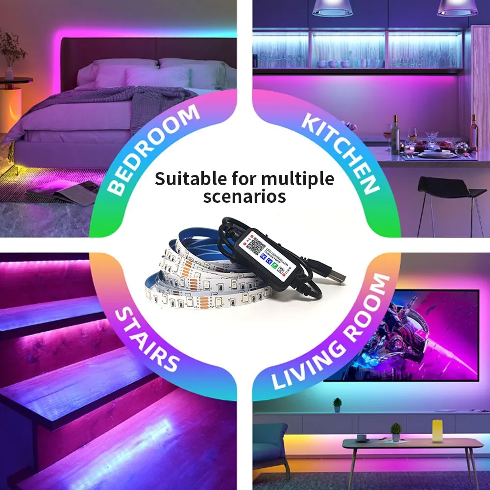 Led Strip Lights 5M USB RGB 2835 60 LED Bluetooth APP Control
