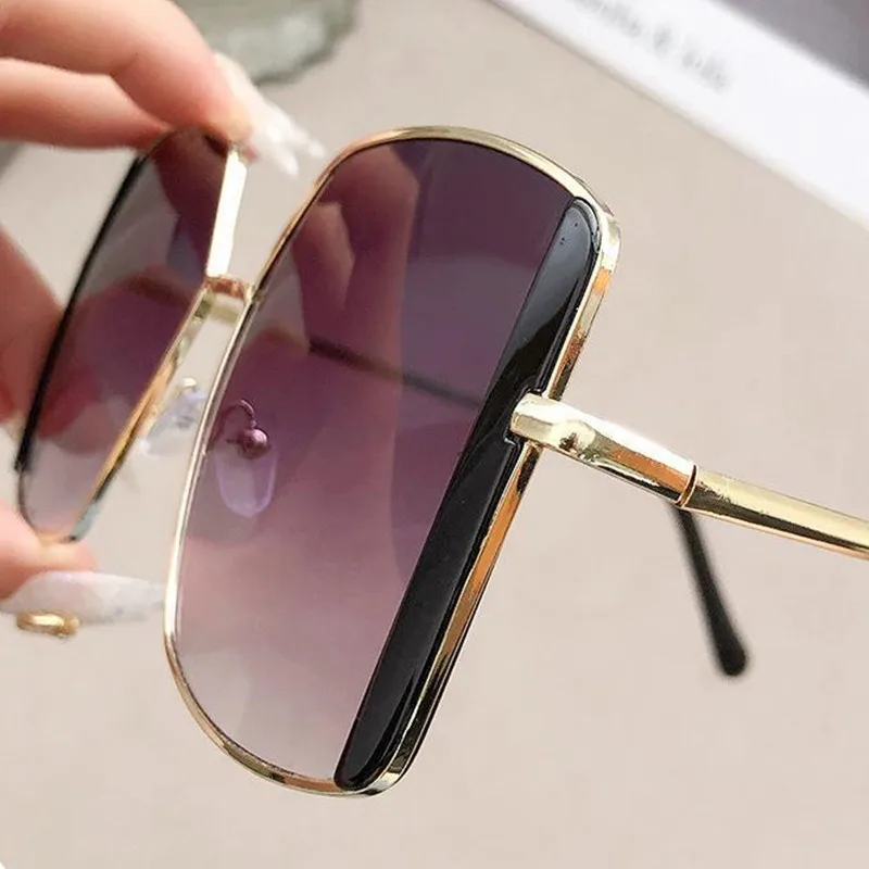 Fashion Double Eyebrow Sunglasses Women Big Frame Retro Sun Glasses Square Metal High Quality Luxury Eyewear Driving Glasses