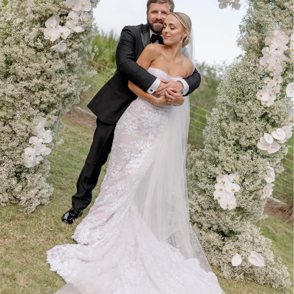 

Molisa Strapless Backless Wedding Dresses 2023 Sweetheart Bride Dress Champagne Mermaid Tulle Appliques Civil Robe De Mariee