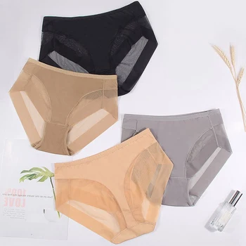 친밀한 바디 쉐이핑 팬티, 여성용 섹시한 투명 속옷 란제리, 고탄성 컨트롤 브리프, 통기성 메쉬