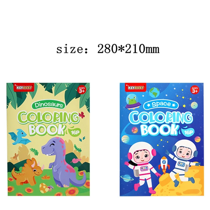 16 Pages Montessori Children's Coloring Books Mermaid Dinosaur Unicorn Baby Drawing Book School Early Education Montessori Toys