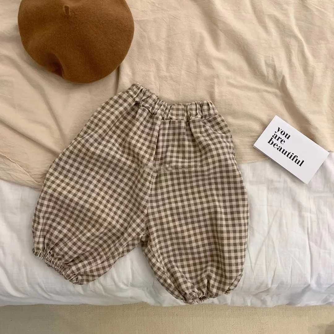 Autumn Baby Loose Corduroy Trousers Boys Girls Plaid Pants Infant Toddler Jogger Pants