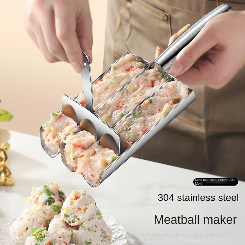 304 Stainless Steel Meatball Scoop, Fish Ball Making Mold, Non-Stick Meatball Maker Set, DIY Kitchen Cooking Tools