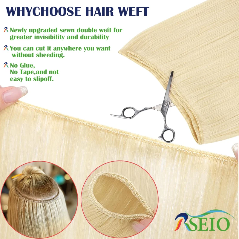 High Quality  Human Hair Wefts Extensions Hair Weaves Bundles Real Human Natural Hair  Straight  Black Brown Blonde Very Thick - 2
