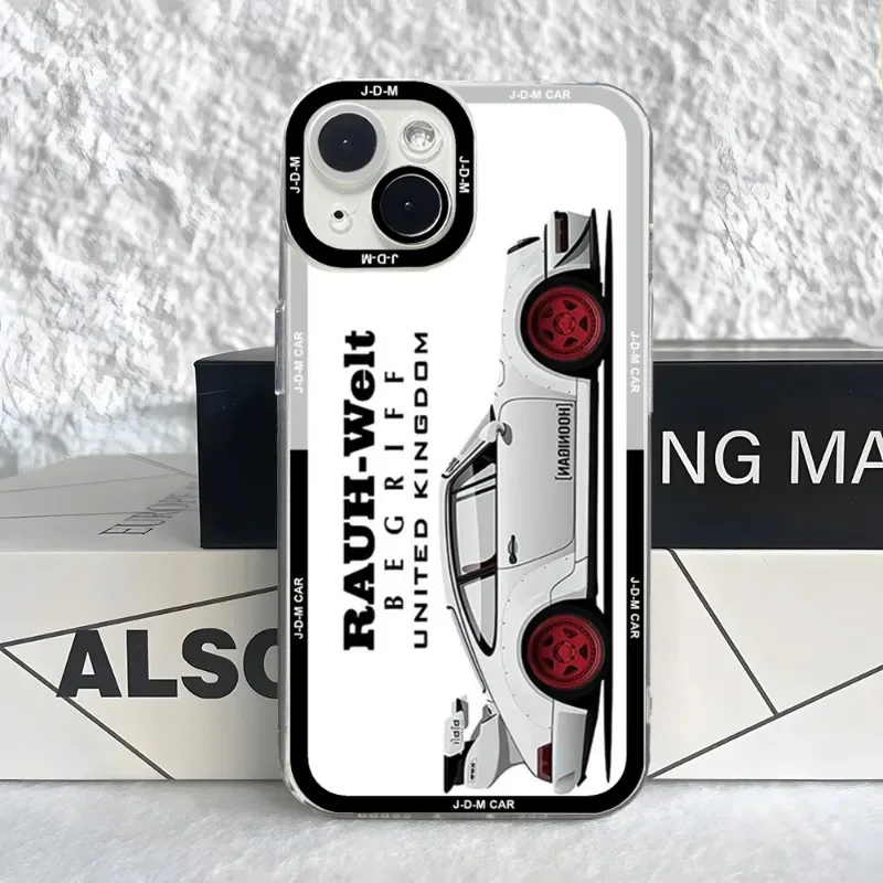 thumbnail image 1 of Japón coche deportivo Jdm Drift RWB 911 964 933 funda de teléfono para IPhone 15 14 13 12 11 Pro Max Mini XS X XR SE 7 8 Plus Angel Eyes, 1 of 5