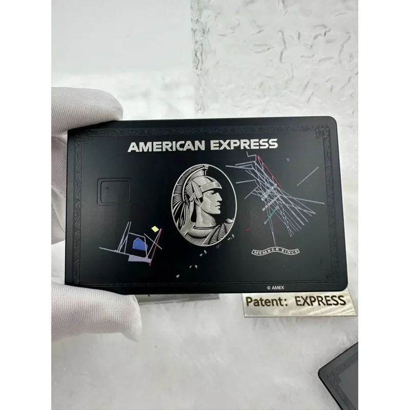 

Custom,Thread clause, metal card, stainless steel, express card, replace old card on metal, centurion. Movie props, American Exp