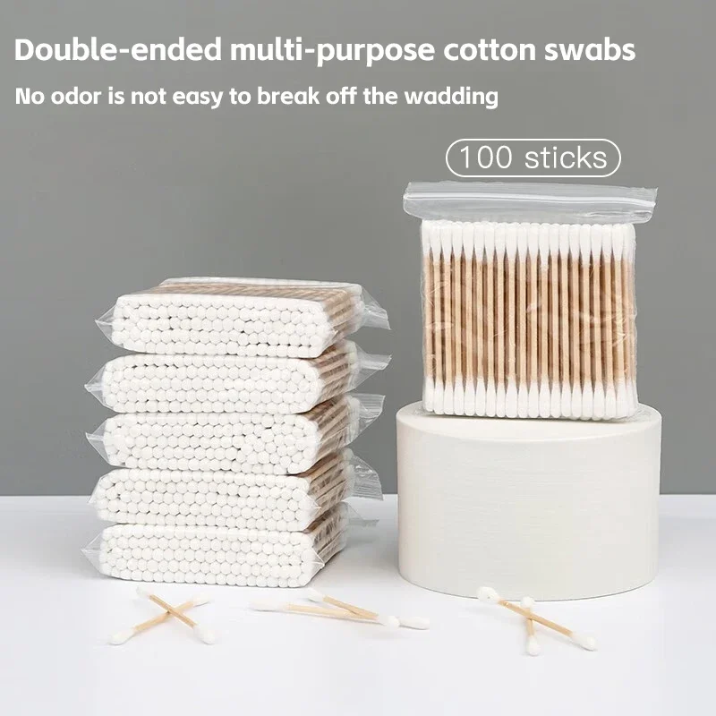 Cotton Swabs 100pcs Per Pack 5 Packs Double-ended Baby Ear Cleaning Sticks Healthy Cleaning Tools