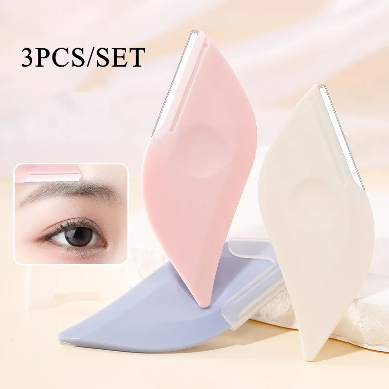 3pcs Set Macro Eyebrow Trimmer Eyebrow Razor Portable Non-slip Easy to Handle Hair Shaver Eye Brow Remover Beauty Tools