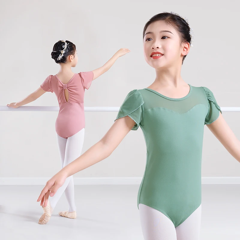 Ballet Leotards for Girls Child Dance Leotards Short Sleeve Dance Gymnastic Bodysuits Cotton Ballet Costumes