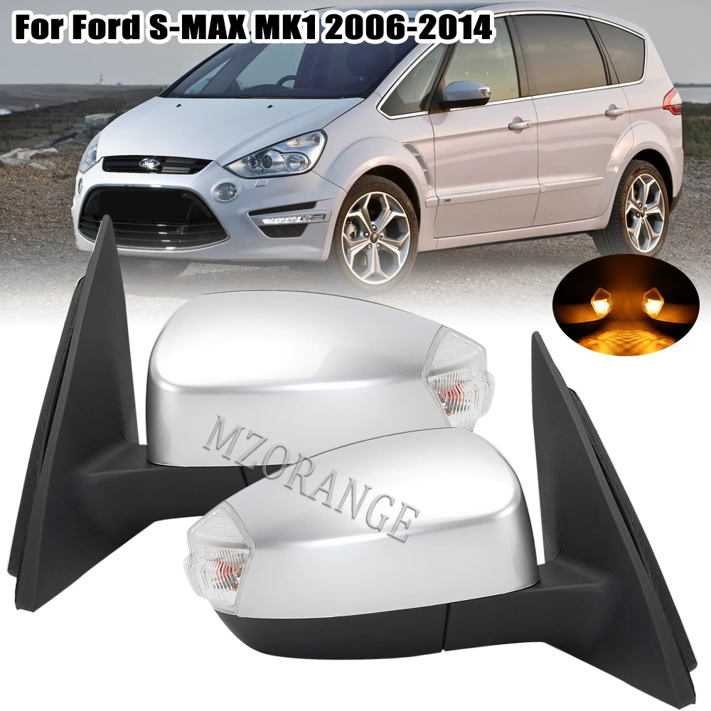

6 Wires Rearview Side Mirror Cover for Ford S-MAX MK1 2006 2007 2008 2009 2010 -2014 Door Wing Heated with light Adjusted