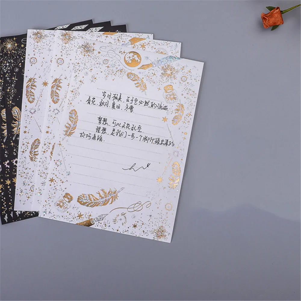 8 Pz/Set Vintage Letter Paper Music Feather Blessing Letter Paper Writing Paper Forniture Scolastiche Per Ufficio Per Invito A Nozze