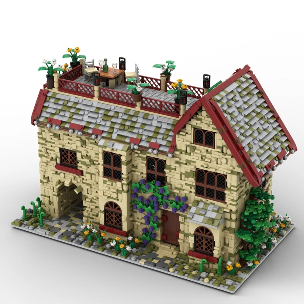 Gobricks MOC-Maison avec grenier pour enfants, vue sur la rue, architecture, bâtiment, nuits dos, jouets pour enfants, cadeau d'anniversaire bricolage