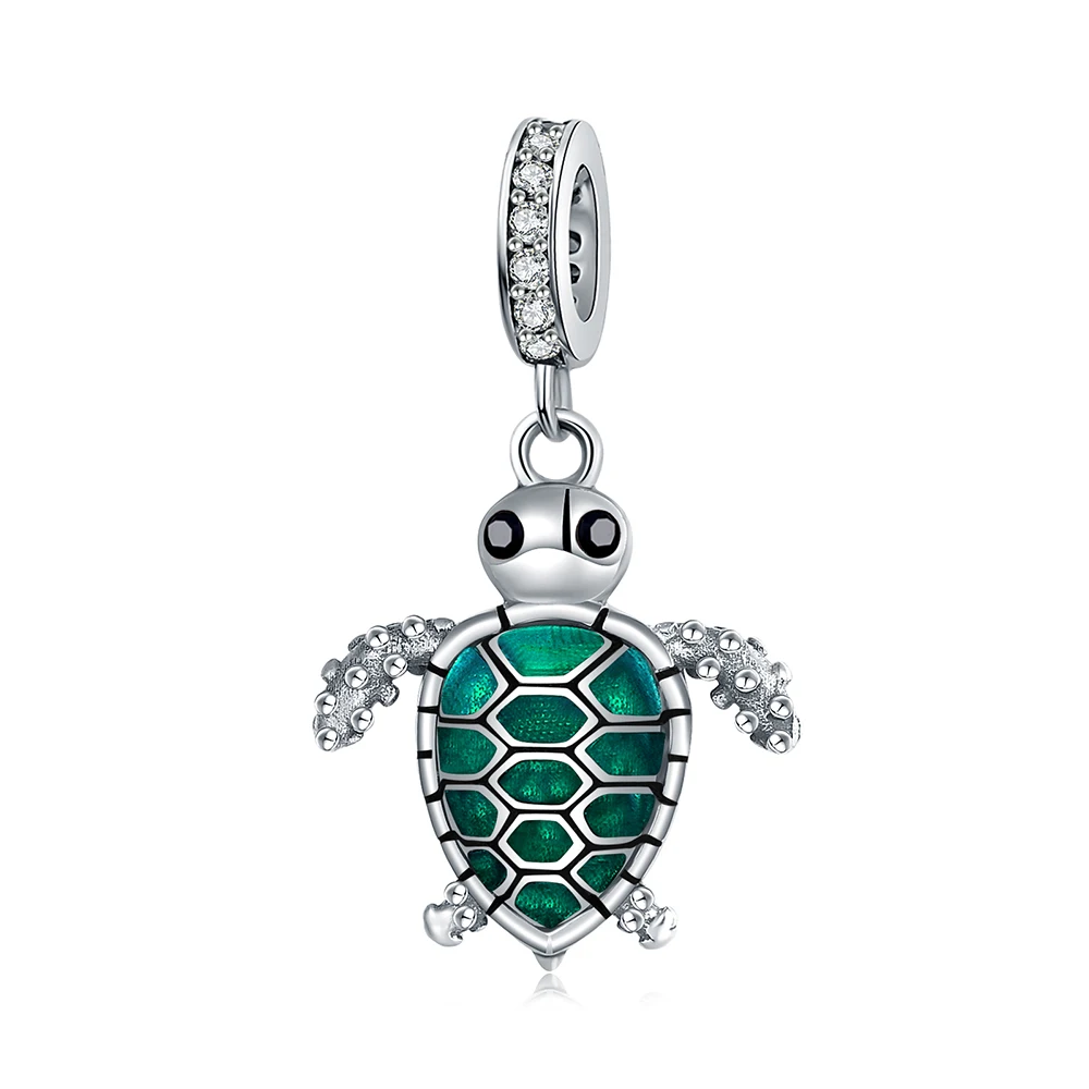 

925 Sterling Silver Cute Animal Sea Turtle Beads Charms Fit European Bracelet Fine Jewelry for Women Girls Gifts Free Shipping