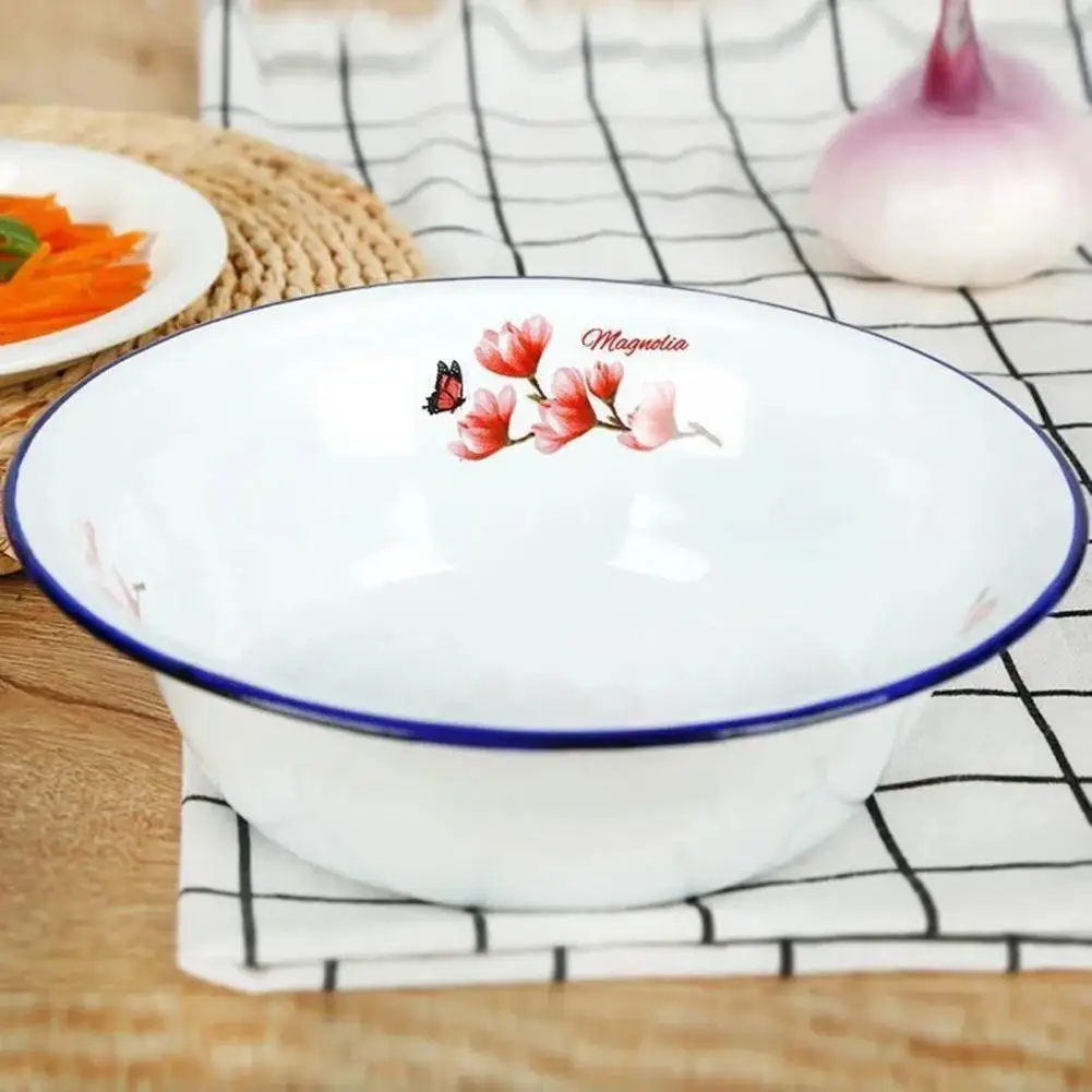 Enamel Tableware For Dinner Durable Bowl Container Enamel Rustic Easy Clean Food Containers Enamel Basin Bowl