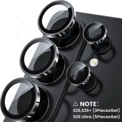 Enhanced Metal Ring Lens Glass Camera Protector Cover - Premium Accessories - S26 Plus 5G (3PCS) (Black - 01)