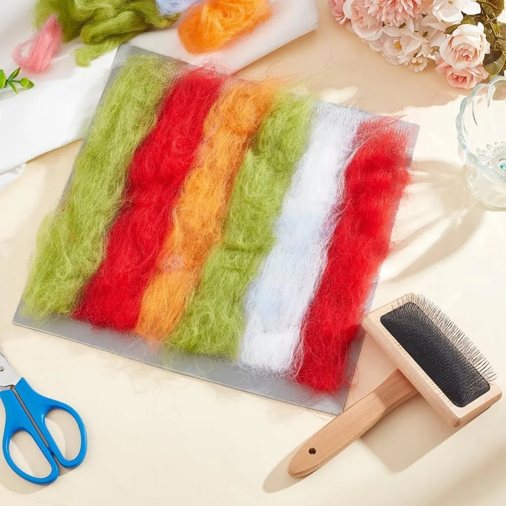 Carding Brush Set 9.9x9.9 Inch Rubber & Gauze Blending Board with Wool Brush Wool Needle Felting Tools for Felt Making Craft DIY needle felting kit,wool felting kit,needle felting painting kit