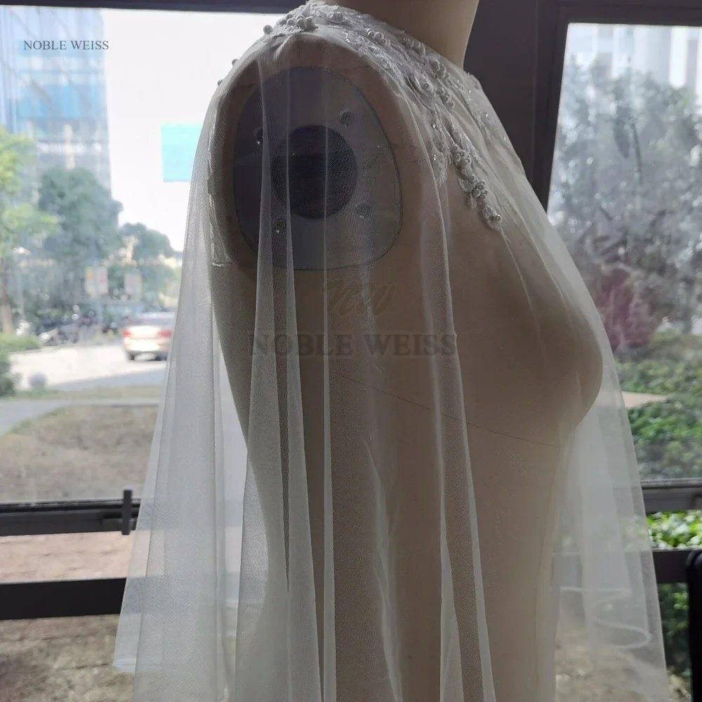 Soft Tulle Wedding Cape Shoulder Appliques Bridal Bolero Jacket Lace Women Formal Wear Wrap Customized