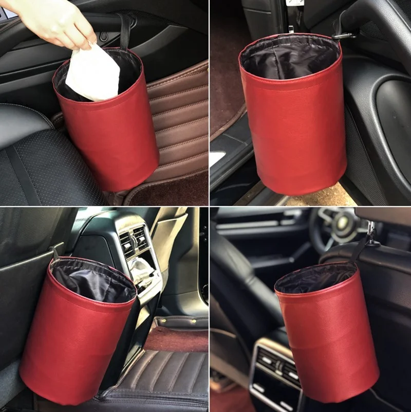 Foldable Car Garbage Storage Can Waterproof Hanging Litter Bag Auto Interior Waste Container Folding Rubbish Bin Organizer car trash can car trash bag