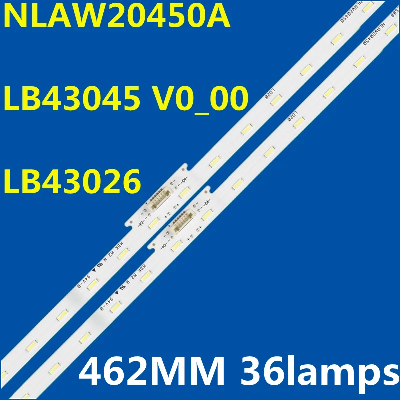 Tira LED para NLAW20450, LB43045, V0 _ 00, LB43026, KD43XE8077, KD-43XE8005, KD-43X8000E, KD-43XF7096, LC430EQY, 10 peças