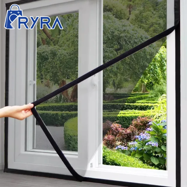 Mosquitera autoadhesiva para ventana, malla antimosquitos para puerta,  bricolaje, Corte libre, cortina antimoscas e insectos - AliExpress