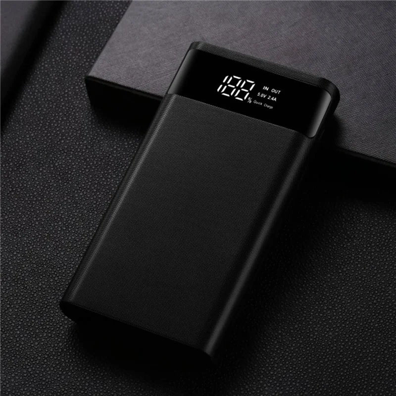 3X 18650 배터리 보조베터리 상자 5V 2.1A LCD 디스플레이 20000Mah 전원 보드 6X18650 배터리 DIY 보조베터리 케이스(검은색)-A74Z