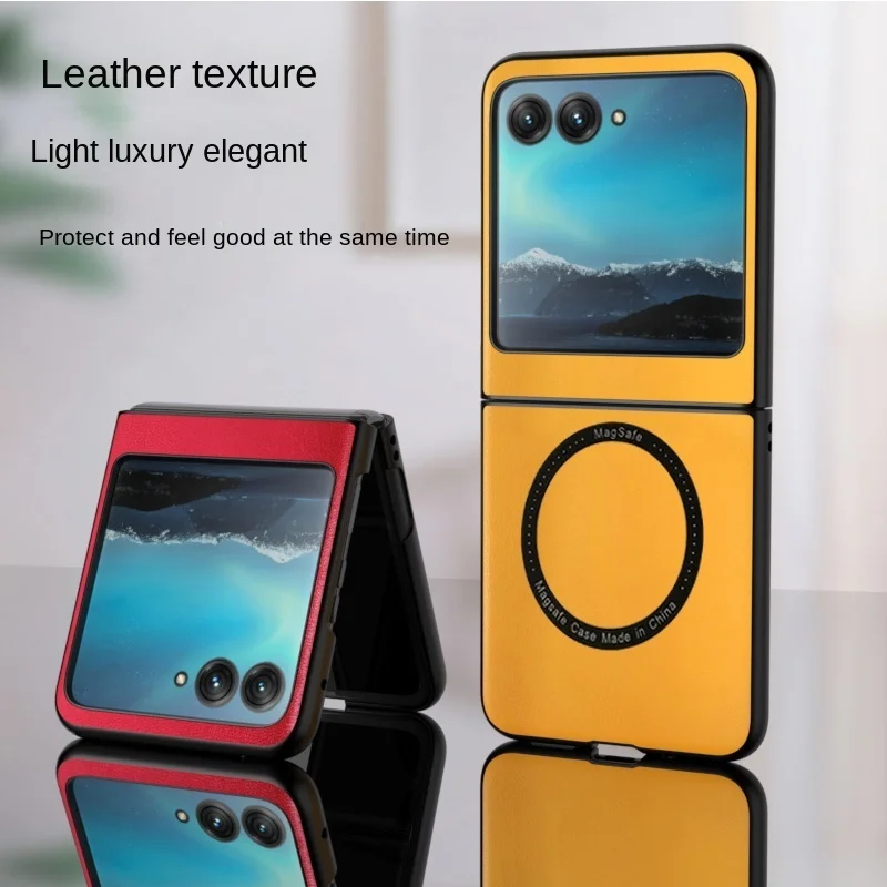Magsafe Luxury leather Case for Motorola Razr 40 Ultra Moto Razr 40Ultra Magnetic Wireless Charging Cover