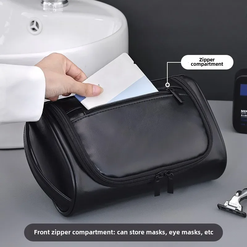 High Quality Travel Toiletry Bag For Women Men Retro PU Leather Cosmetic Bags Female Waterproof Travel Makeup Bag 3