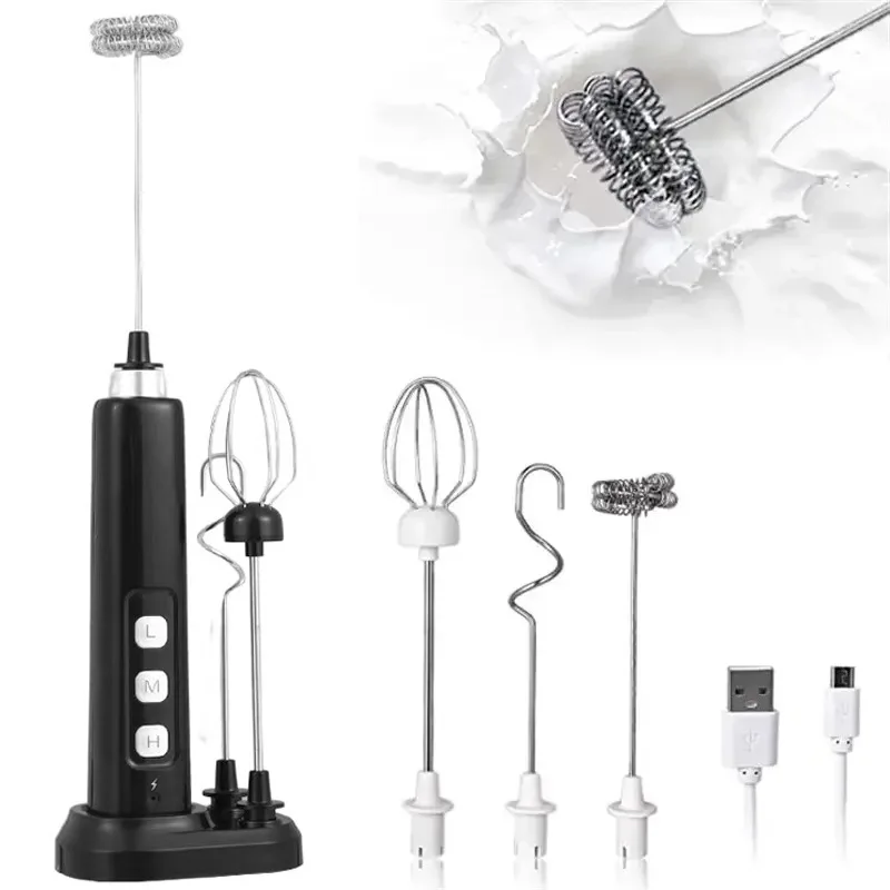 Milk Frother Wireless Rechargeable Electric Milk Frother Baking Mini Electric USB Can Be Recharged Base