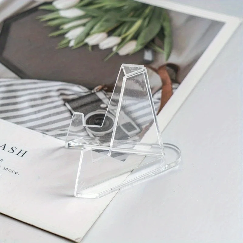 Acrylic Display Stand 10Pcs Acrylic Coin Display Stand Holders Clear Small Easel Rack Trading Card Toploaders Holder Clear Support For Kpop Idol Card