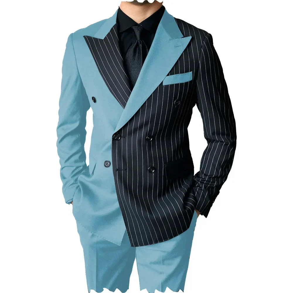 New Fashion Casual Suit Two Piece Splice Contrast Men's Suit Business Dress Wedding Ceremony Suit Men Men Clothing  Suits