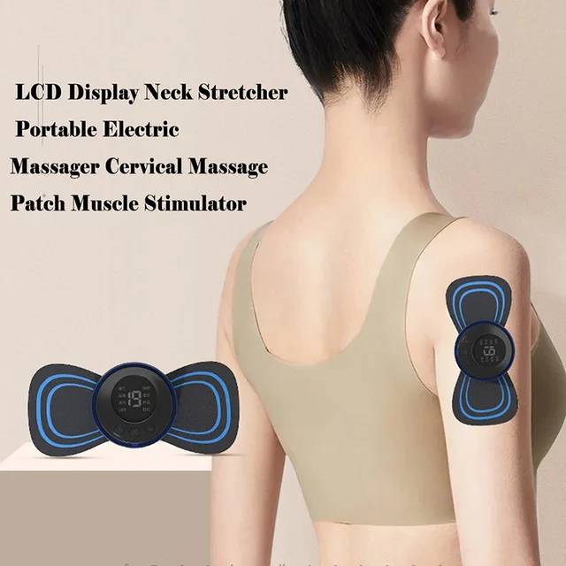 LCD Display EMS Neck Bahre Elektrische Massager 8 Modus Zervikale Massage  Patch Pulse Muscle Stimulator Tragbare Relief Schmerzen - AliExpress