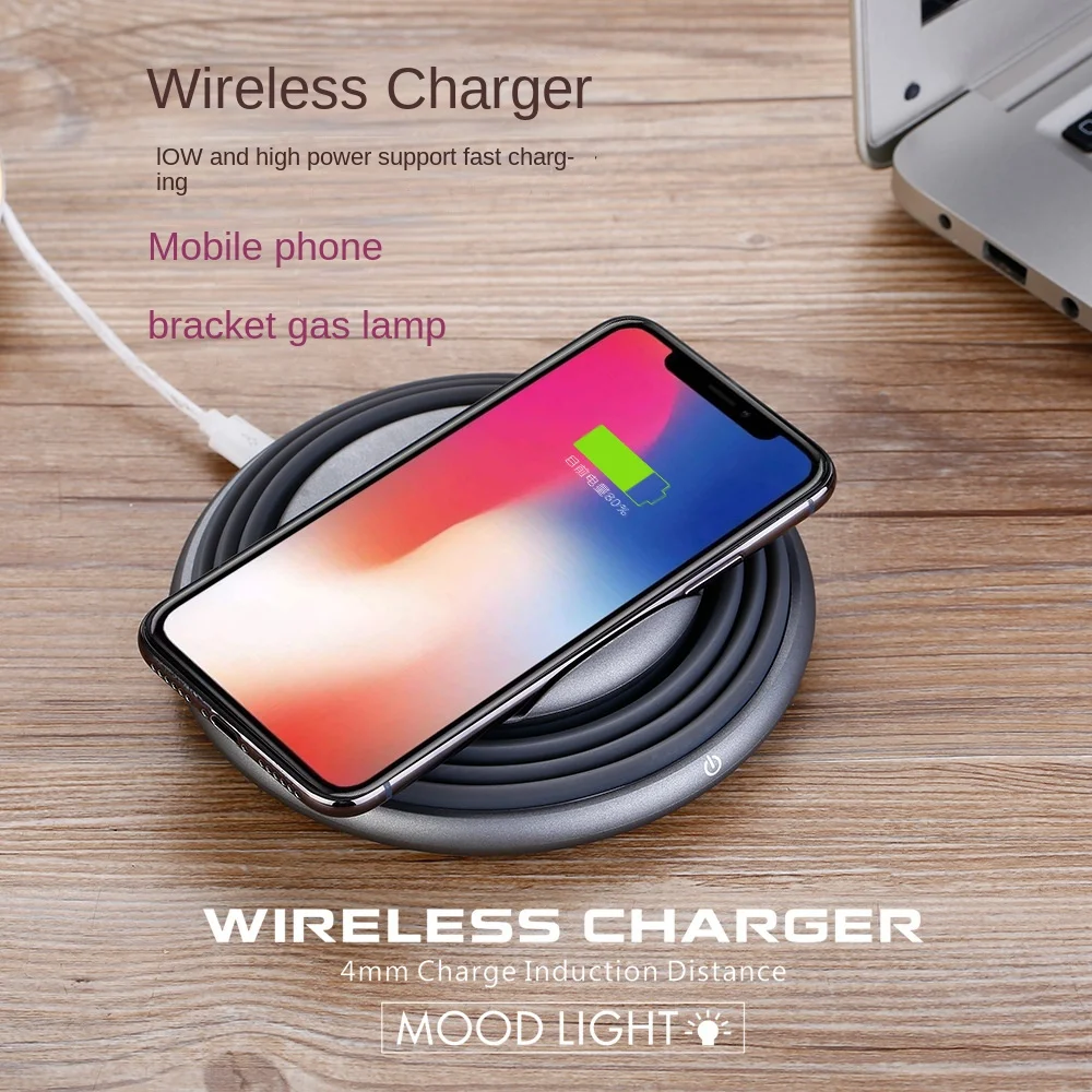 

10W Fast Charging Mobile Phone Wireless Charger Sleep Breathing Light Telescopic Bracket Usb Phone Chargers for iPhone Charger
