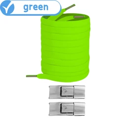 Press Lock Gradient Elastic No - Tie Shoelaces - Easy Fastening - 100cm (Fluorescent green)
