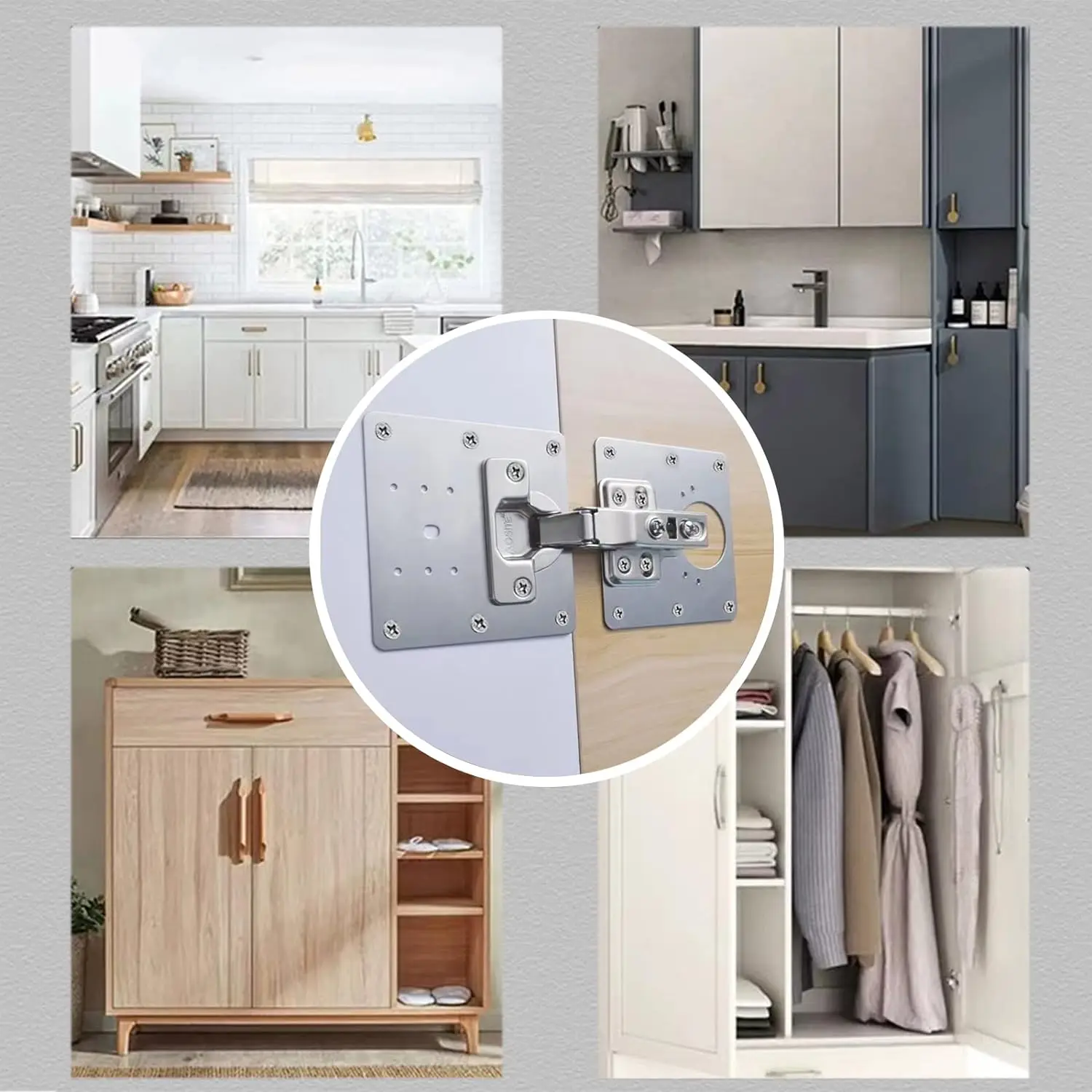 Description Picture 6 of item2/4/10PCS Hinge Repair Plate Kitchen Cabinet Door Hinges Mounting Plate with Screw Flat Fixing Brackets Furniture Hardware Tools