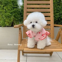 Cute Lace Strawberry Dogs Clothes Skirt Pet Teddy Summer Clothes Schoner Breathable Clothes Puppy Fruit Vest Dog Accessories