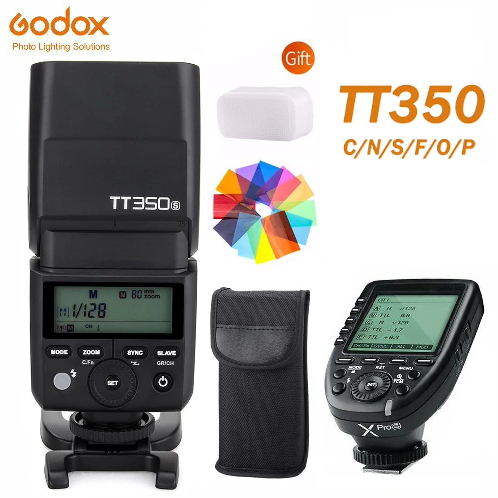 Godox Tt350 Wireless Speedlite Flash Gn36 2.4G Ttl Hss 1/8000S Mini Flash + Xpro + X1T Per Canon Nikon Sony Fuji Olympus Camera