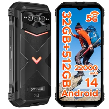 DOOGEE V Max Pro 5G Telefono robusto Dimensity 7050 6.58'' 120Hz 22000mAh Batteria grande 12GB + 512GB Effetti di illuminazione Smartphone 5g