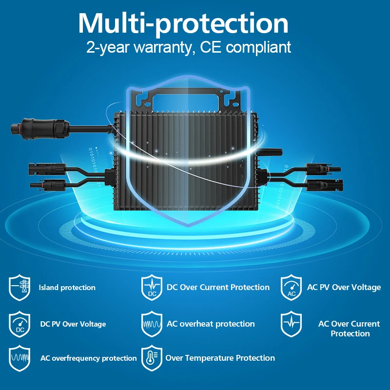 SUKFLOW 1200W 태양광 마이크로 인버터 2-MPPT 웨이브 하이브리드 인버터 IP67 WiFi 모니터링 기능 탑재 휴대용 재생 에너지 시스템용