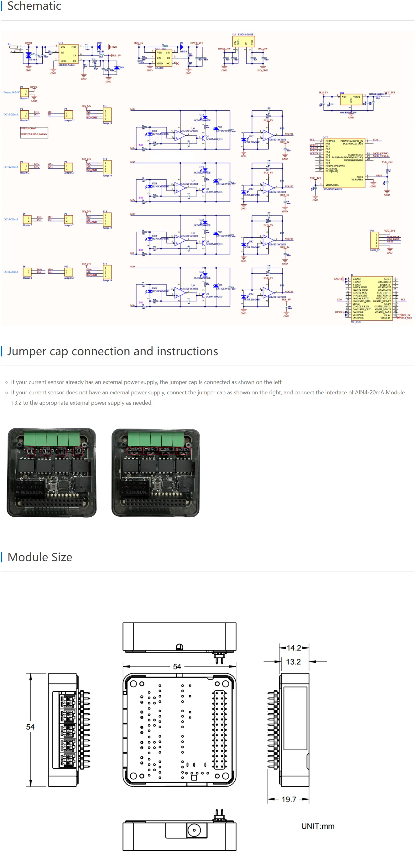 4-Channel Analog to 12C 13.2 Module 4-20mA Input(ST32G030)