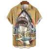 New Men's Hawaiian Beach Button Shirts Short Sleeve Animal Shark 3D Print Casual Lapel Fashion Collar Retro Clothes Hiphop 5