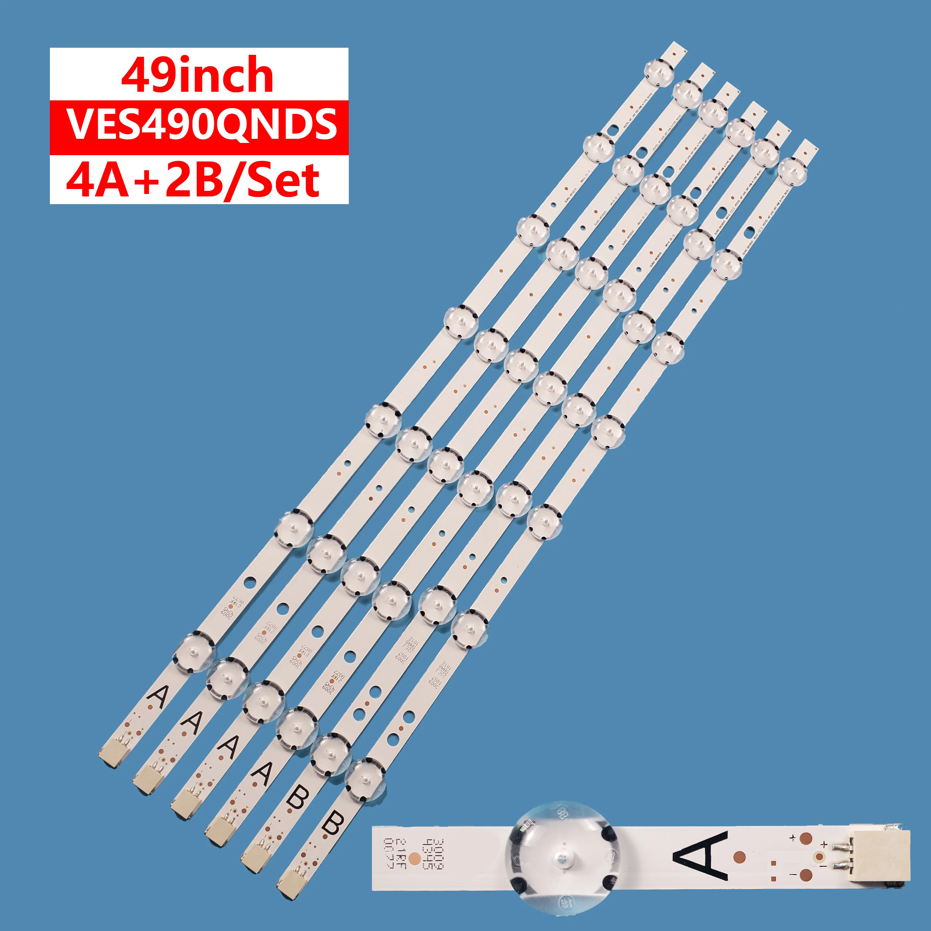 

6Pcs/set LED Backlight Bar Light Strip VESTEL 49 UHD DRT VNB AB-TYPE REV03 For VESTEL 49UB8300/VES490QNDS-2D-N11 Accessories