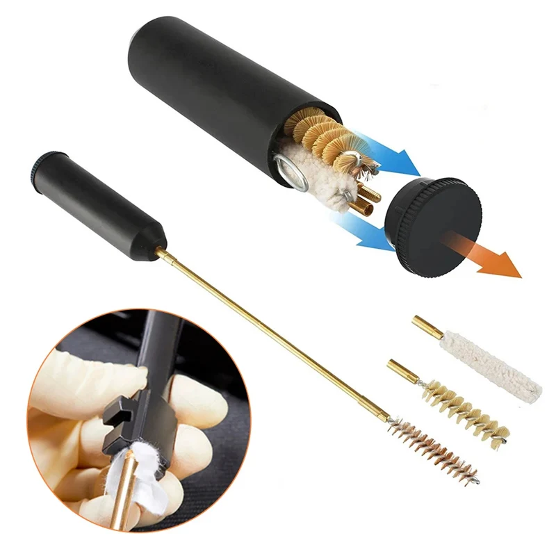 7pcs/set Gun Cleaning Kit Professional Gun Cleaning Kit Hand Gun Rod Brush Hunting Bore Gleaning Tools Multipurpose 9mm Pocket Size Pistol