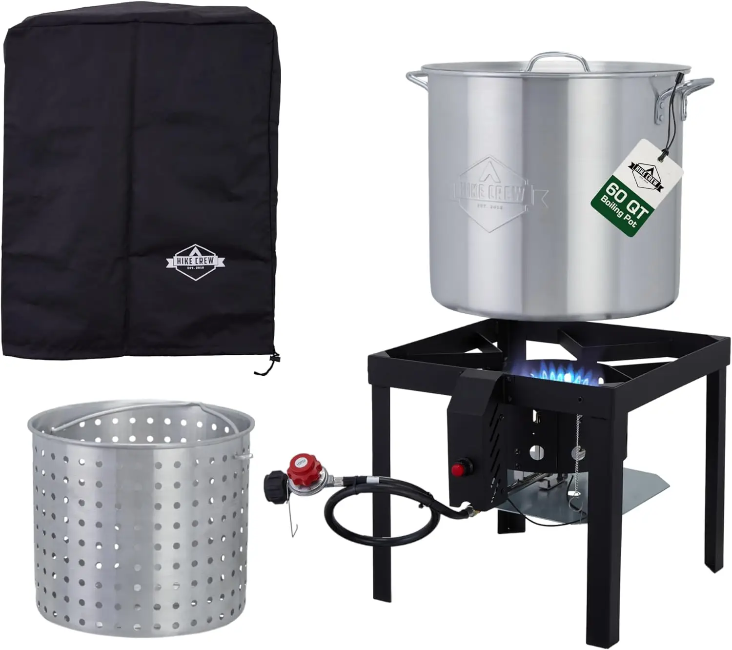 

Hike Crew 60QT Outdoor Boiling Kit with Igniter| 110,000 BTU Seafood Boiler Set for Steaming or Cooking Fish, Crawfish
