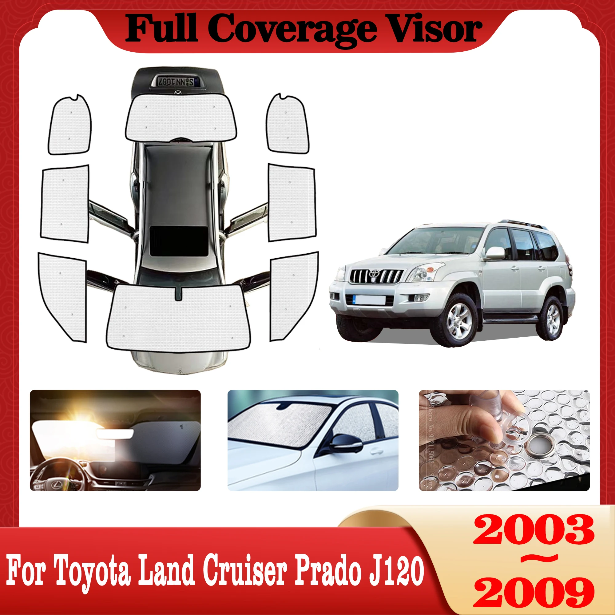 

Аксессуары для Toyota Land Cruiser Prado 120, J120 LC120 FJ120 2003 ~ 2009, полное покрытие, солнцезащитные очки, солнцезащитный козырек