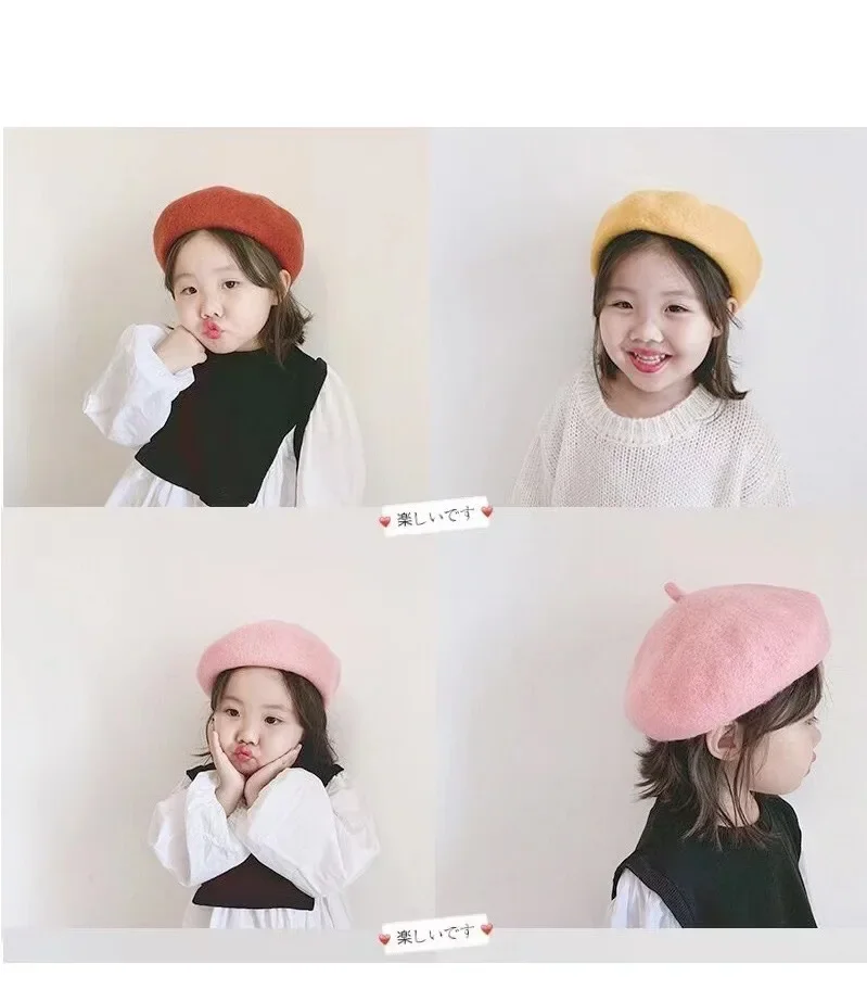 AGE 2-6 Years old (50-52cm)Kids Beret Hats for Girls-Artist Wool French Beret for Toddler Little Girl
